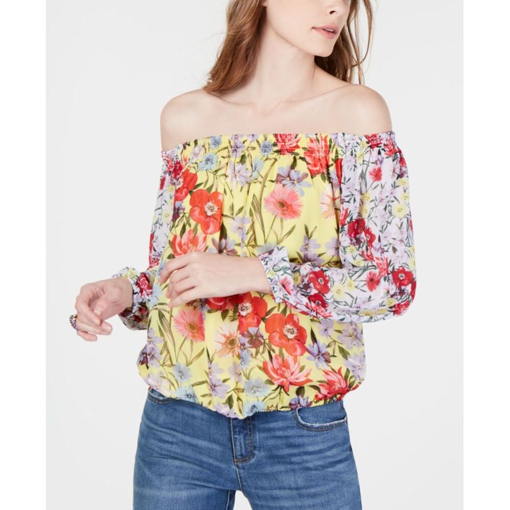 Mixed Print Off The Shoulder Top